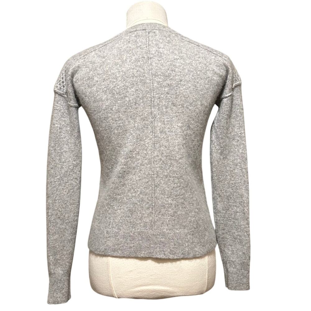 Griffen 100% Cashmere Crewneck Sweater Gray XS Textured Shoulder Detail - Picture 4 of 12